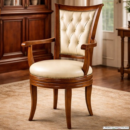 Sedia girevole per ufficio in pelle