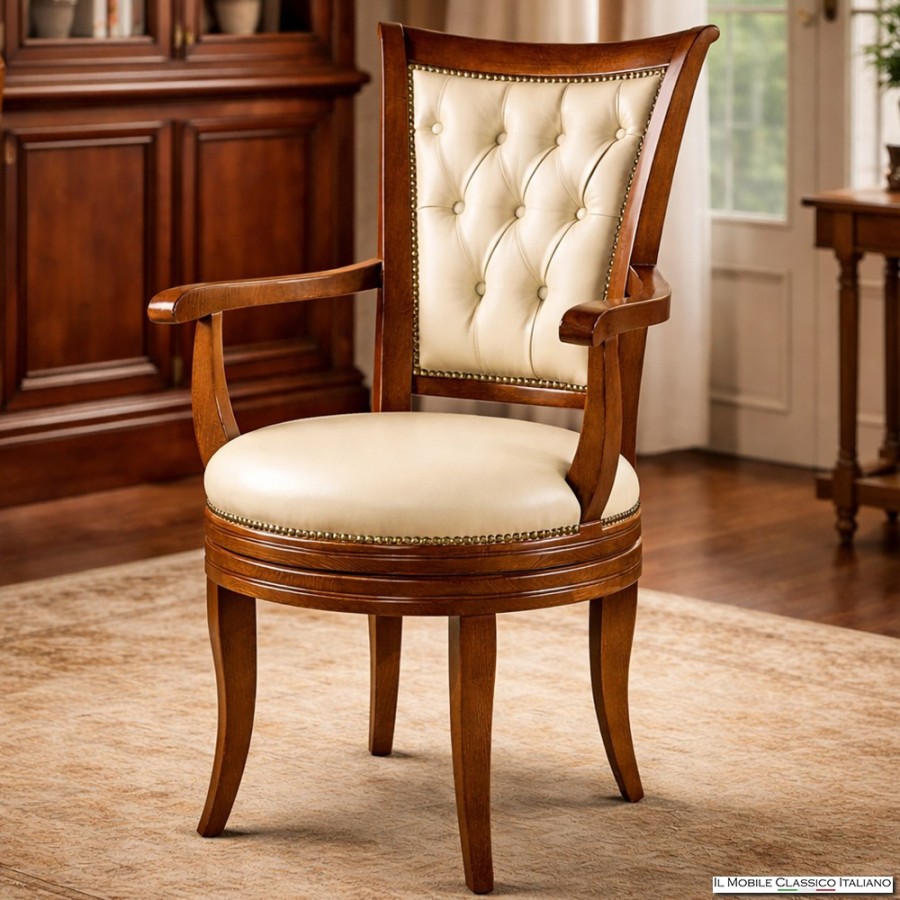 Sedia girevole per ufficio in pelle