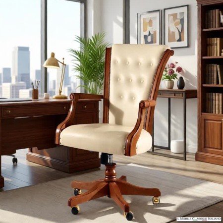 Poltrona ufficio girevole in pelle