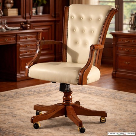 Poltrona ufficio girevole in pelle