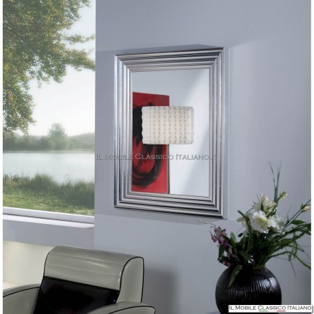 Mirror with modern silver frame
