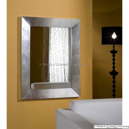 Bathroom mirror with silver frame
