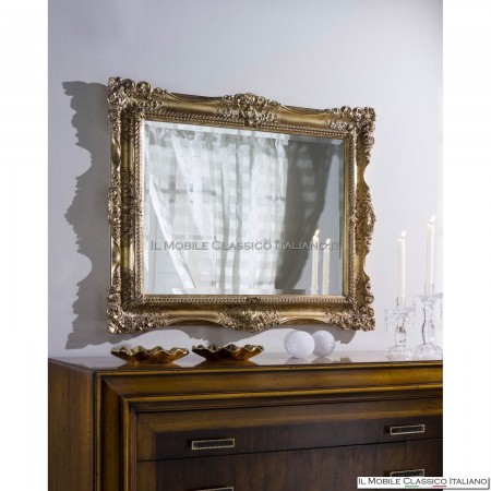 Baroque rectangular mirror with mecca leaf