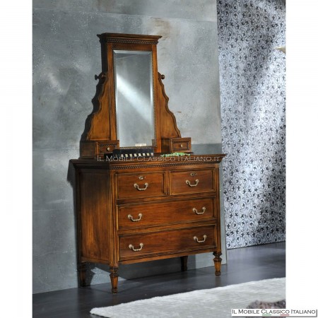 espejo clásico de madera con dos cajones