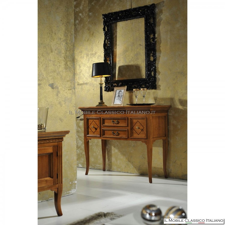 Konsole 2 + 2 Schubladen mit Klappe Glasplatte cod. 441FR