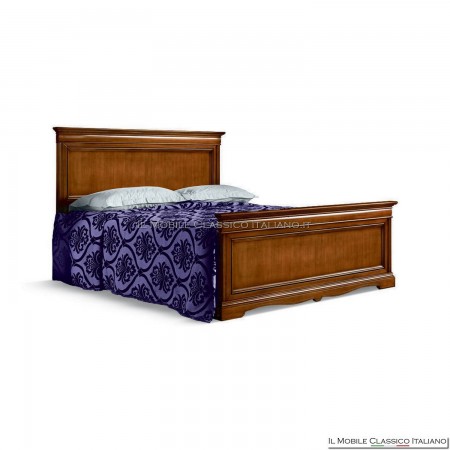 Lit double avec tête de lit en bois et pied de lit haut S1504
