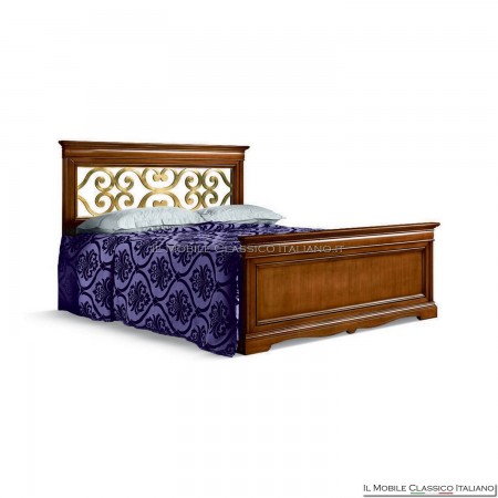 Double bed with perforated headboard panel and high footboard S1504-1