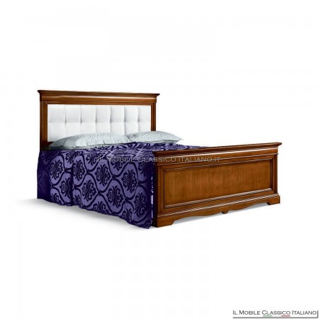 Double bed with upholstered headboard panel and high footboard S1504-2