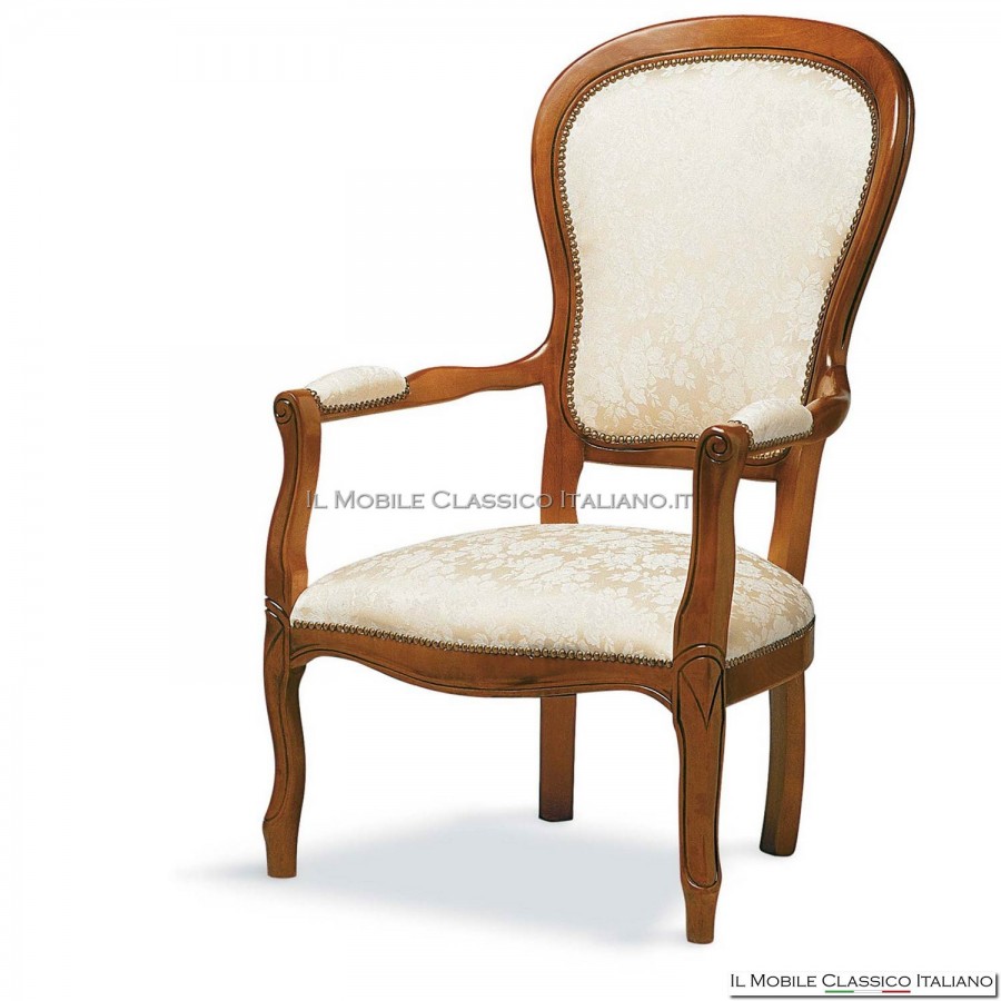 Upholstered solid wood armchair art. 106