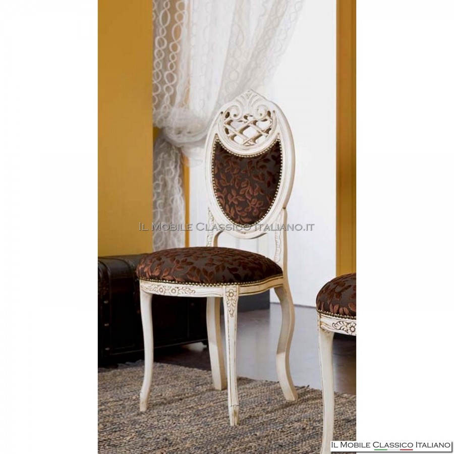 Upholstered chair in solid wood art. 230 back upholstered with wood back