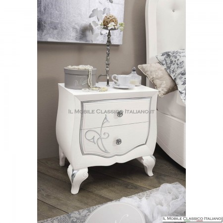 Mesita de noche de 2 cajones con decoración art. 4540