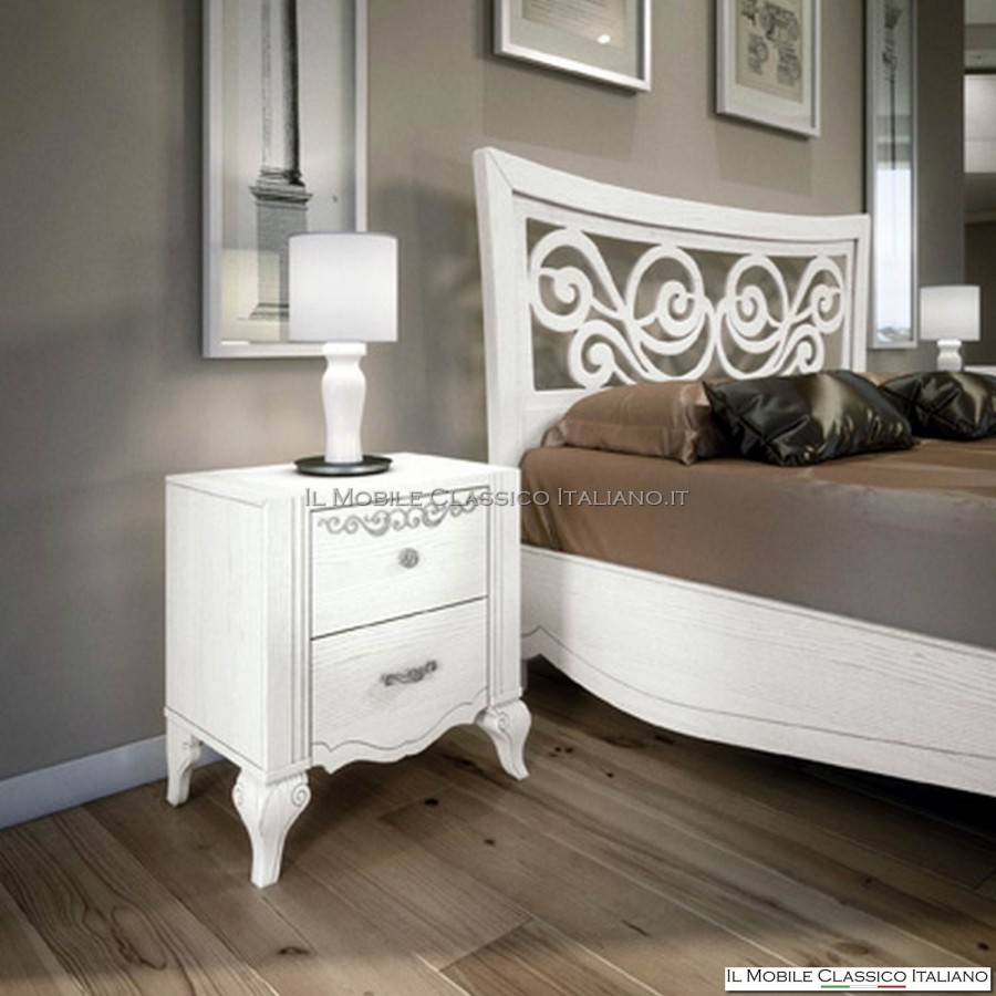 Comodino 2 cassetti con decoro art. 4615