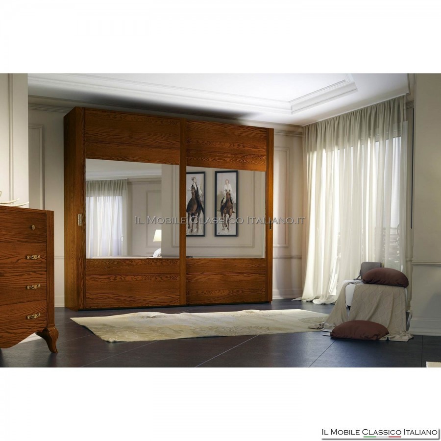 Kleiderschrank mit 2 glatten Schiebetüren mit Spiegel Art. 4642/280