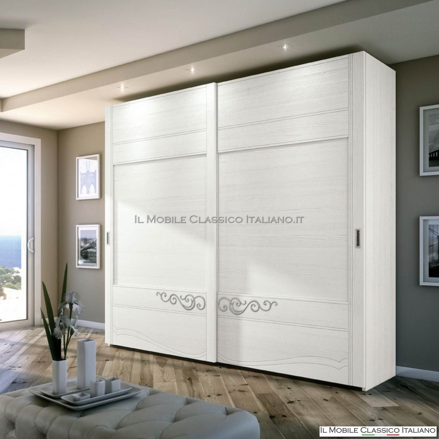 Kleiderschrank mit 2 Holzschiebetüren mit Dekorationskunst. 4622/240 Kleiderschrank mit 2 Holzschiebetüren mit Dekorationskunst. 4622/240