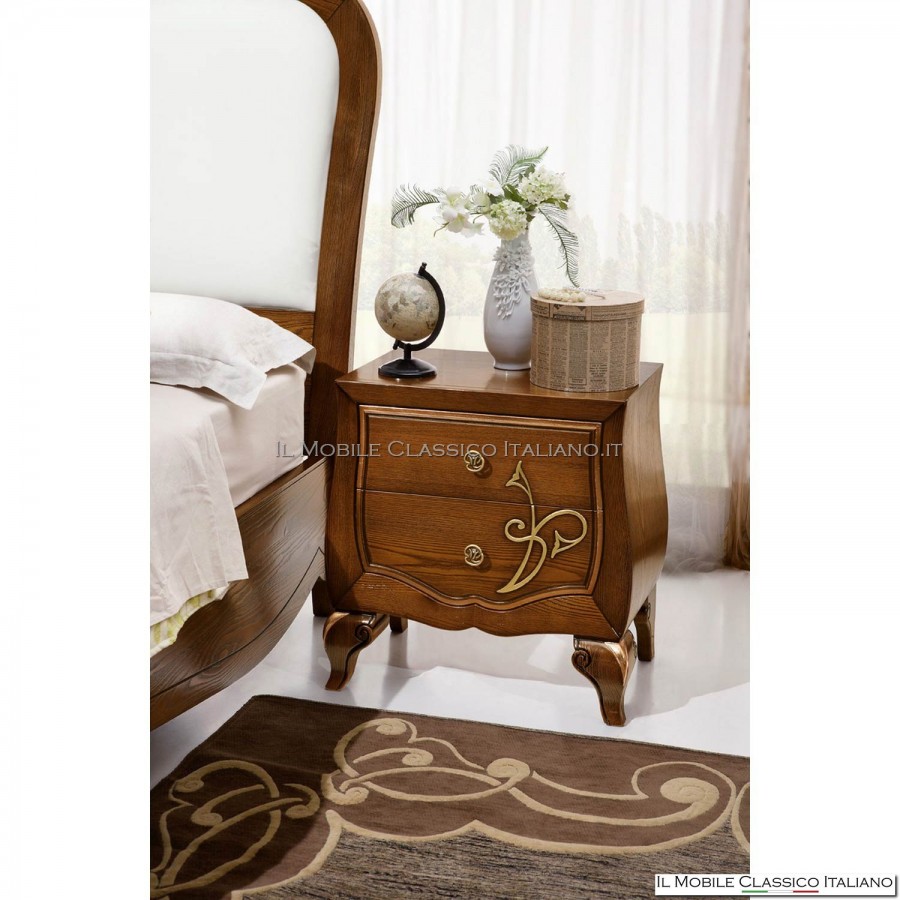 Comodino 2 cassetti con decoro art. 4572