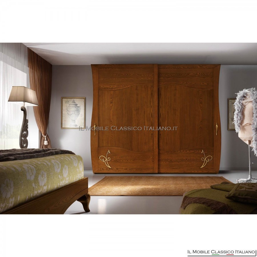 Wardrobe with 2 wooden sliding doors with decoration art. 4591/251 Wardrobe with 2 wooden sliding doors with decoration art. 4591/251