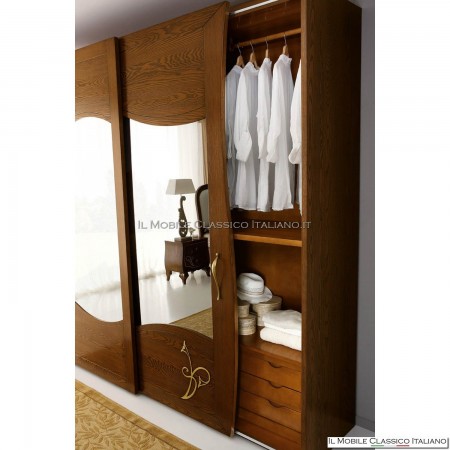 Kleiderschrank mit 2 Schiebetüren mit Spiegeln und Dekorationskunst. 4576/251