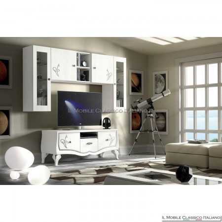 Composition 2 vitrines 2 portes 1 socle 3 tiroirs avec décoration art. 4532