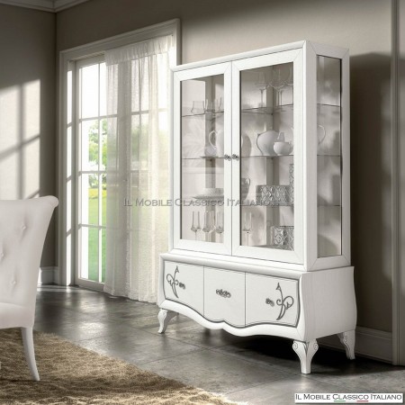 Vetrina 2 ante 3 cassetti con decoro art. 4503