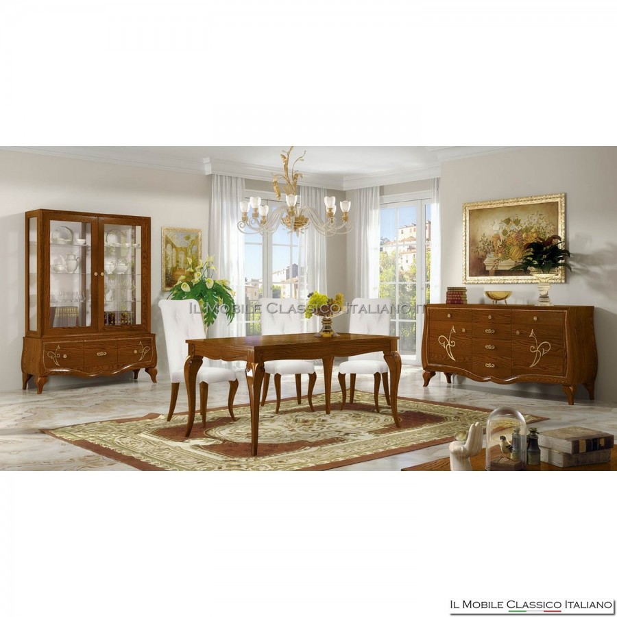 Vitrine 2 portes 3 tiroirs avec décoration art. 4513