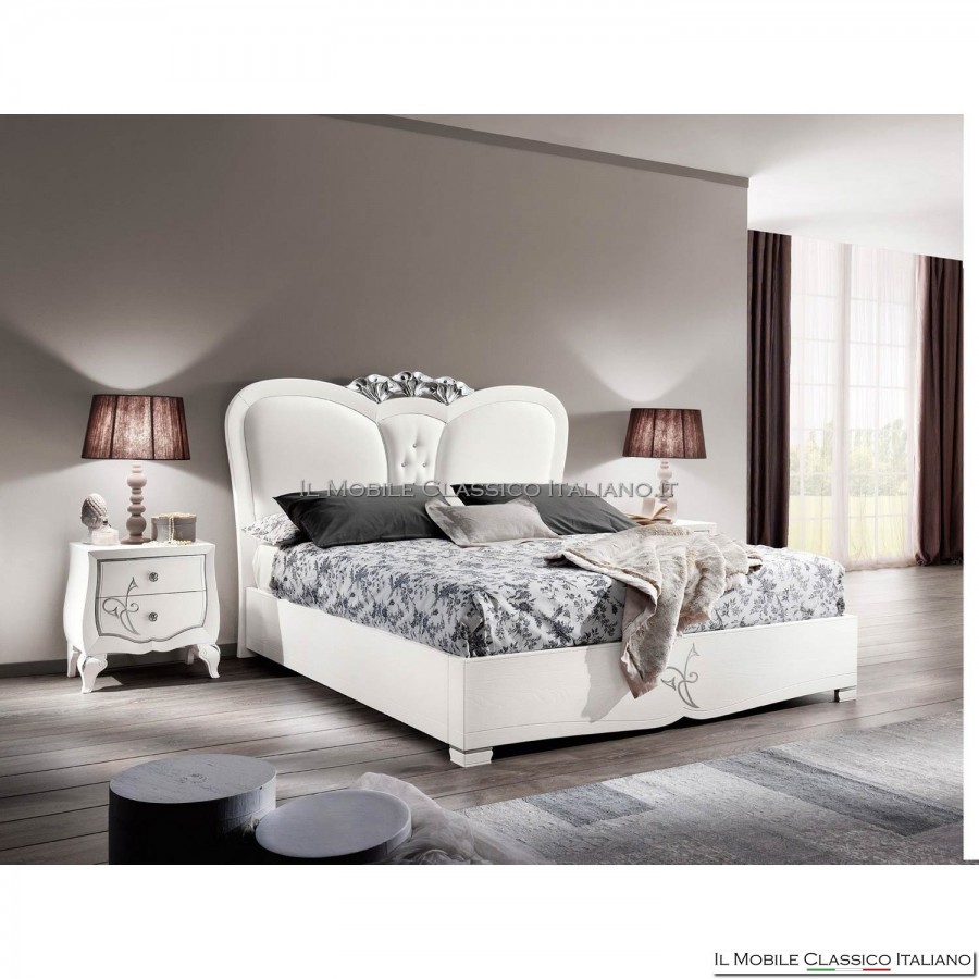 Cama perfilada con somier y art tallado y acolchado. 4549/160