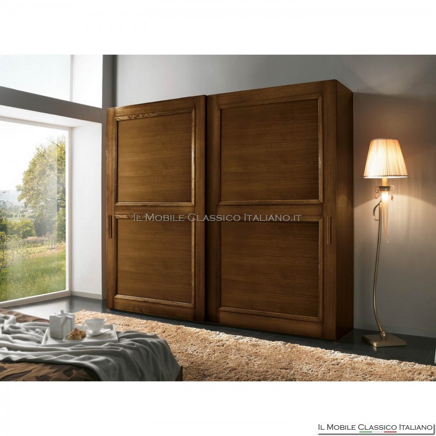 Wardrobe, wardrobe with 2 wooden sliding doors art. 4261/280