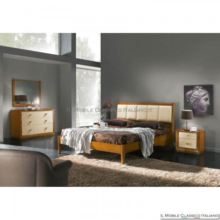 Bed with wooden headboard and bed frame art. 4073/160