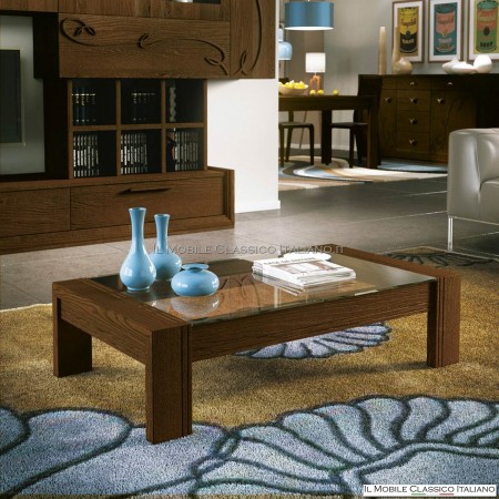 Mesa de centro rectangular con tapa de cristal art. 4220