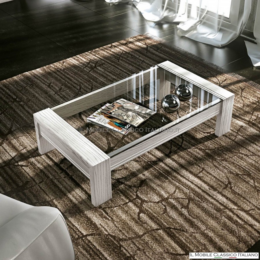 Tavolino rettangolare con piano in cristallo art. 4216