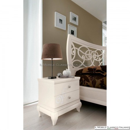 Classic white bedside table