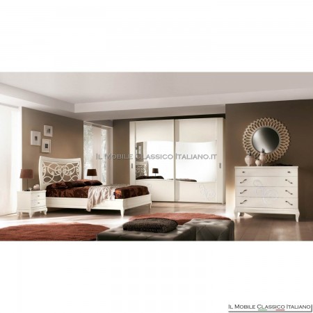 Mesita de noche blanca clásica