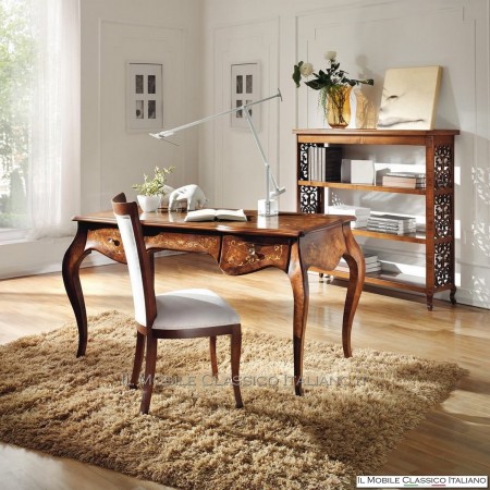 Scrivania '700 in radica di Noce California con intarsio cod. 616N