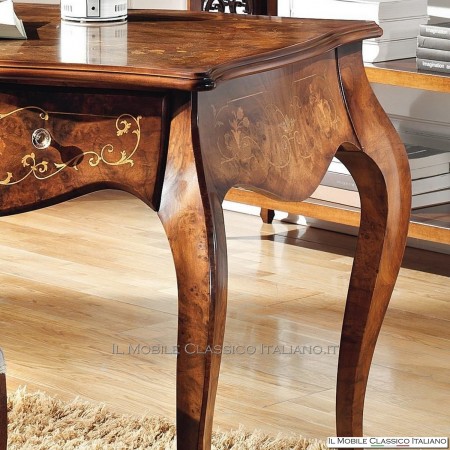 Scrivania '700 in radica di Noce California con intarsio cod. 616N