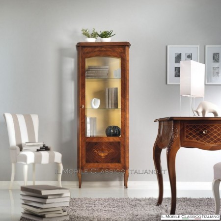 Vitrina 1 puerta en Olive, Bois de Violette y jarrón embutido cod. 591