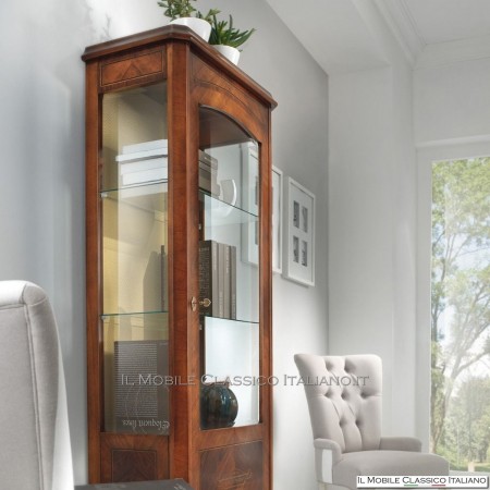 Vitrina 1 puerta en Olive, Bois de Violette y jarrón embutido cod. 591