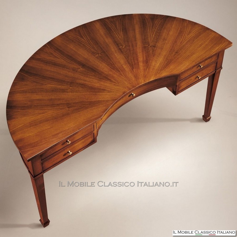 Scrivania a mezzaluna in Noce con piano in Noce cod. 678N