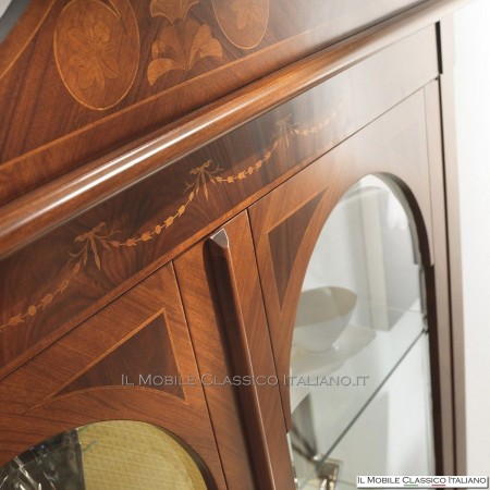 Vitrina 2 puertas en Olive, Bois de Violette y taracea con escudo cod. 594