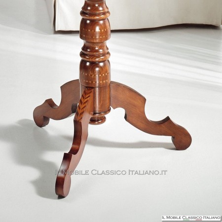 Table basse ronde en bruyère de noyer de Perse avec incrustation de cabillaud en tresse. 581
