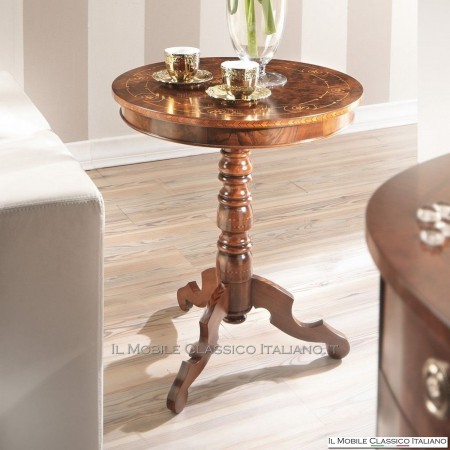 Round coffee table with Persian Walnut briar inlay with Maple inlay cod. 582