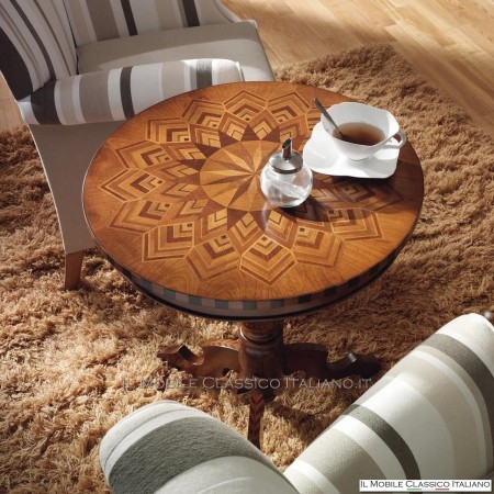 Tavolino rotondo con intarsio stella cod. 583