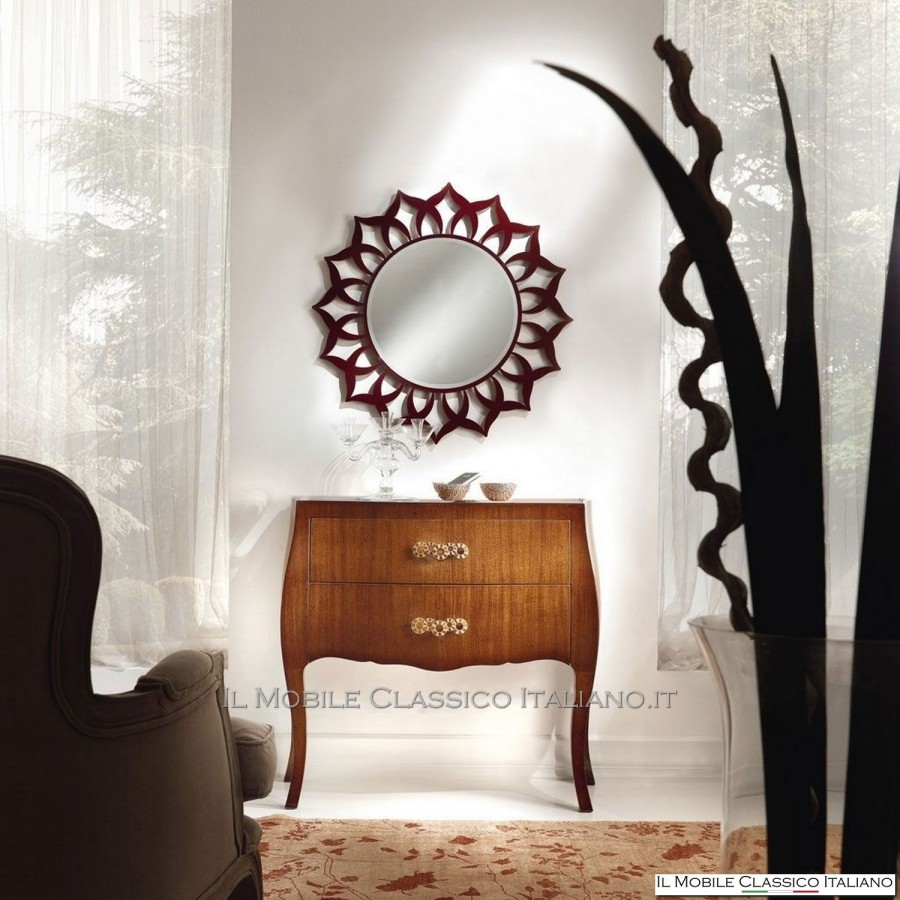 Handcrafted wooden flower mirror