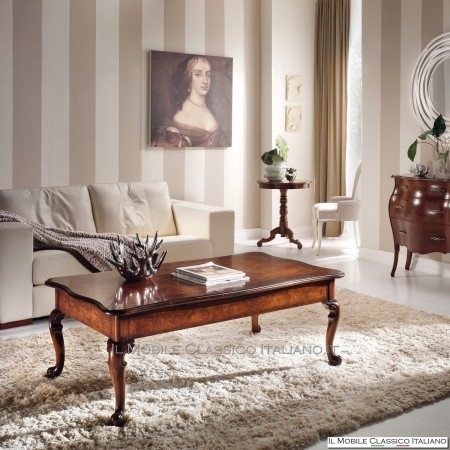 Mesita rectangular en fresno brezo con 2 cajones y banda de nogal cod. 641