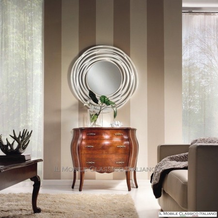 Specchiera contemporanea rotonda intagliata a mano