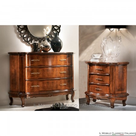 Chest of drawers in walnut feather
