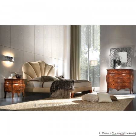 Inlaid rounded bedside tables