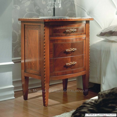 Walnut inlaid bedside tables