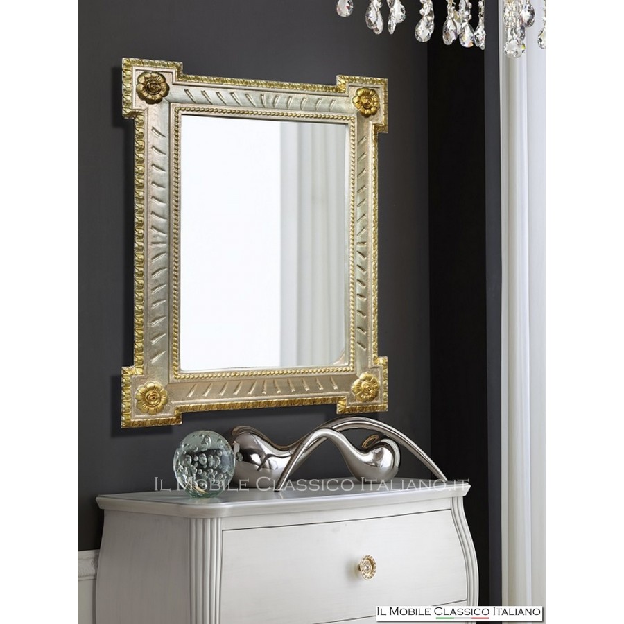 Rectangular decorative mirror with leaf frame Rectangular decorative mirror with leaf frame