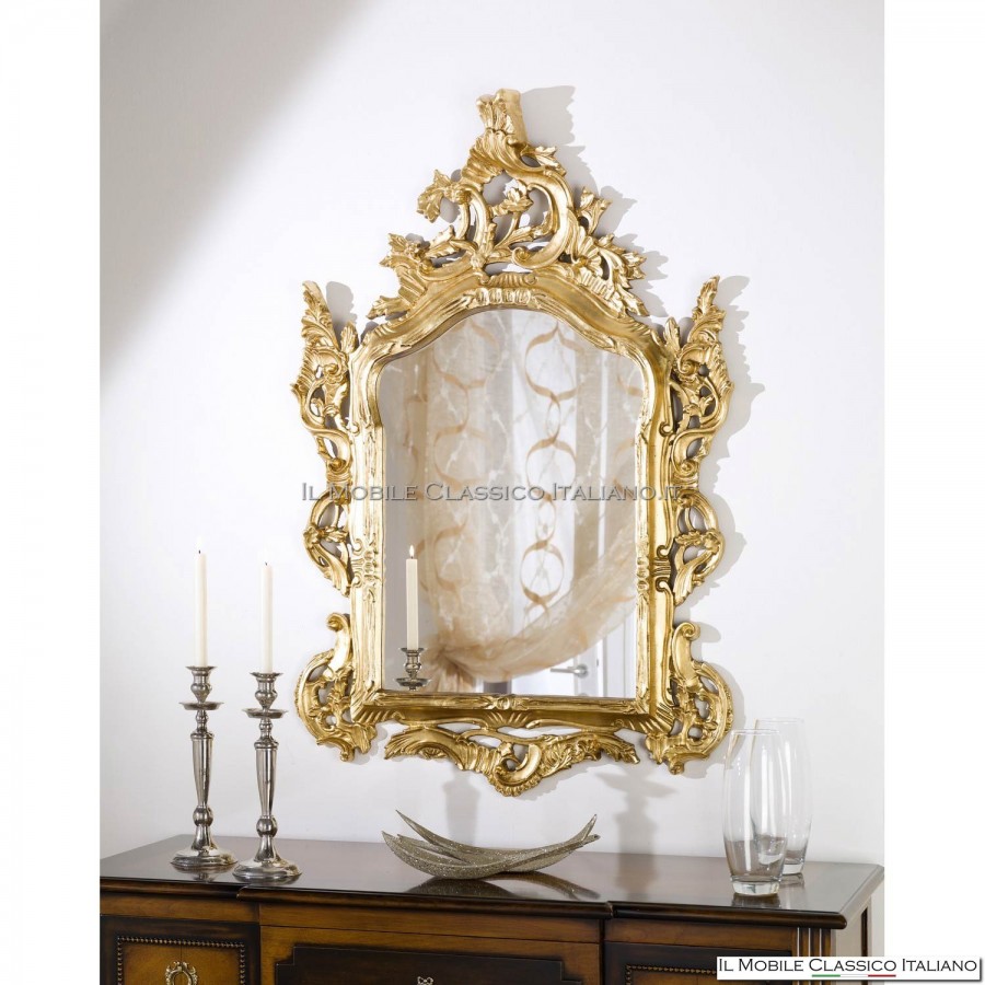 Espejo de dormitorio barroco con pan de oro 70115
