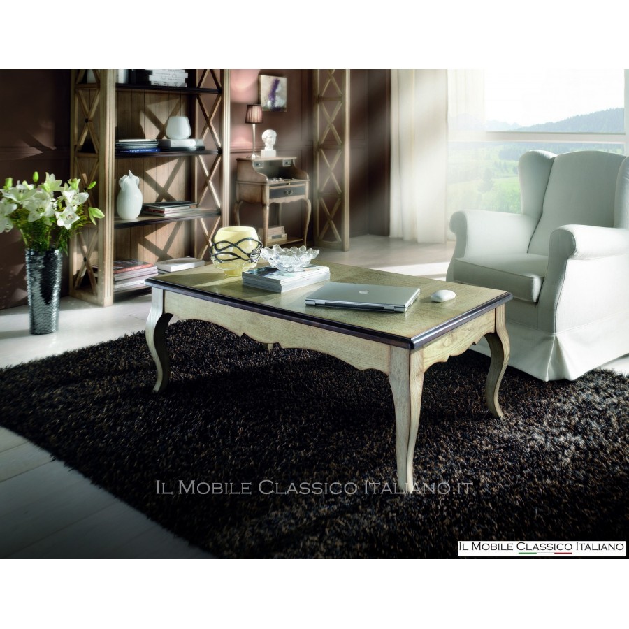 Rectangular extendable coffee table for living room