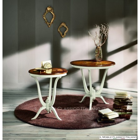 table basse ronde avec incrustation